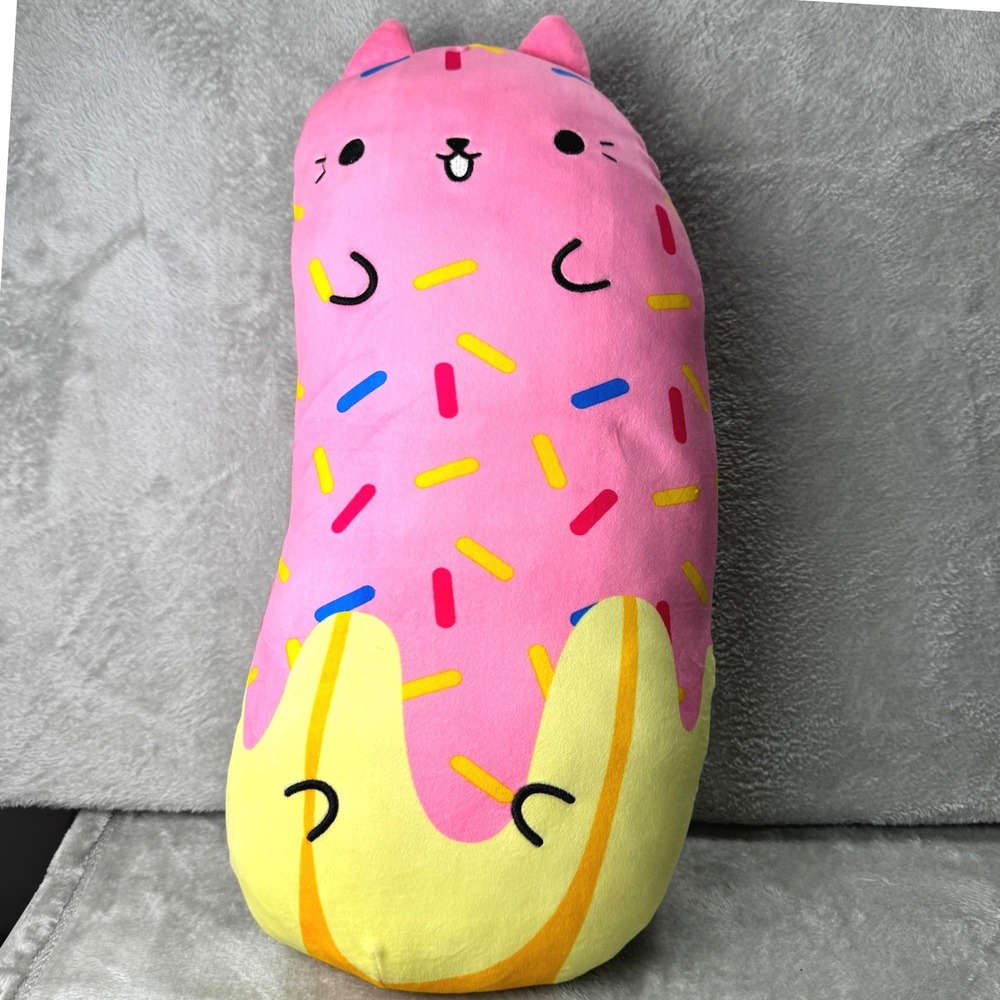 Cats vs Pickles Jumbo Pink Donut Cat Sprinkles Plush Stuffed Animal 20 Inch